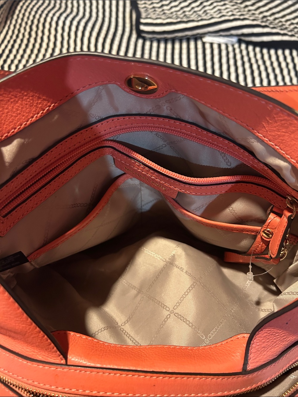 Michael Kors Coral-Peach Leather Shoulder Bag - Picture 11 of 13